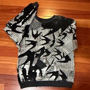 Alexander McQueen Black and Gray Graphic Swallow Print Sweatshirt